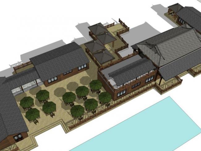 Sketchup酒店模型|多层酒店，中式风格