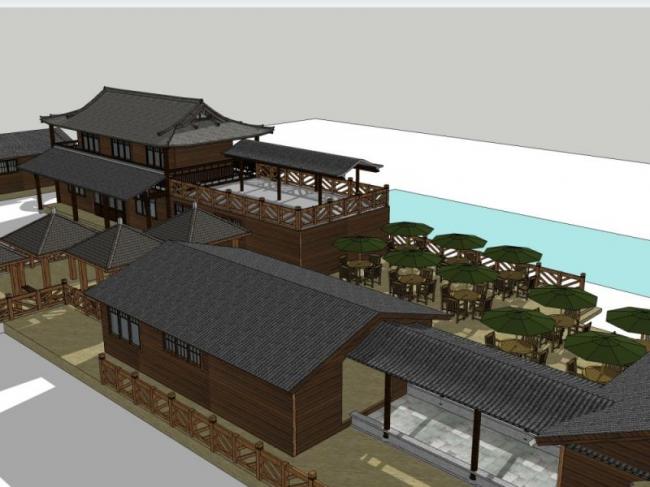 Sketchup酒店模型|多层酒店，中式风格