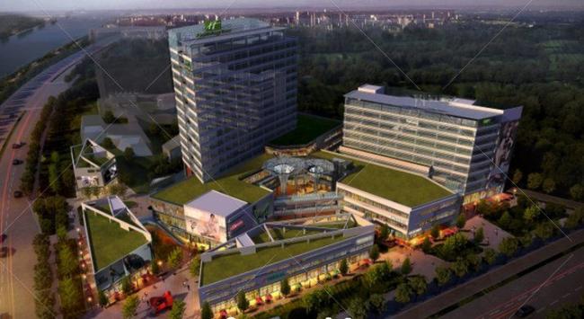 Sketchup综合体模型|高层办公楼，酒店，底层商业，多高层综合体，现代风格