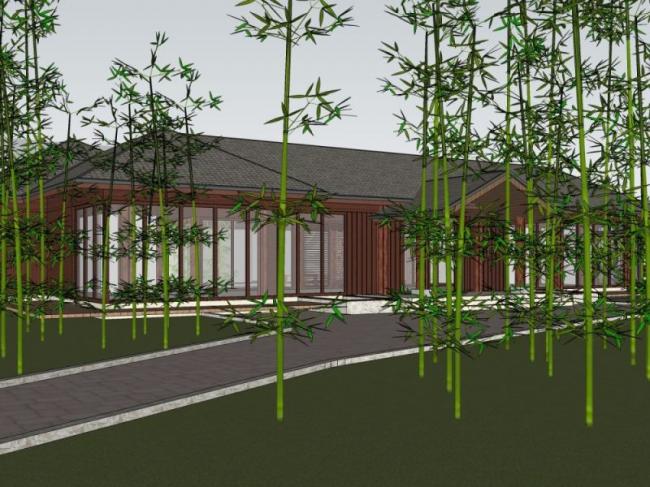 Sketchup景观模型|院落景观，中式风格