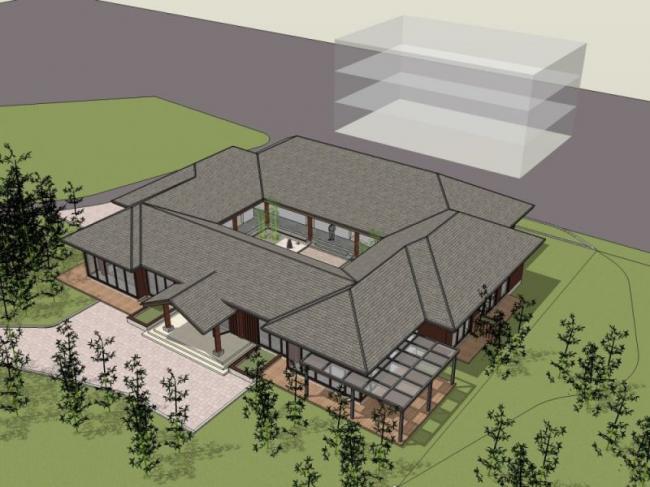 Sketchup景观模型|院落景观，中式风格