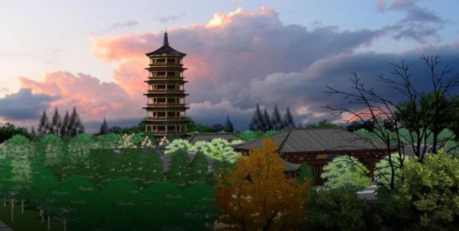 Sketchup古建筑模型|多层寺庙，古寺古庙，中式风格，古建