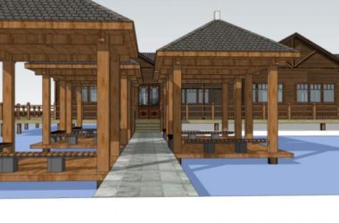 Sketchup酒店模型|多层度酒店，中式风格-BIM建筑网
