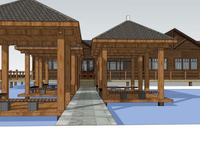 Sketchup酒店模型|多层度酒店，中式风格