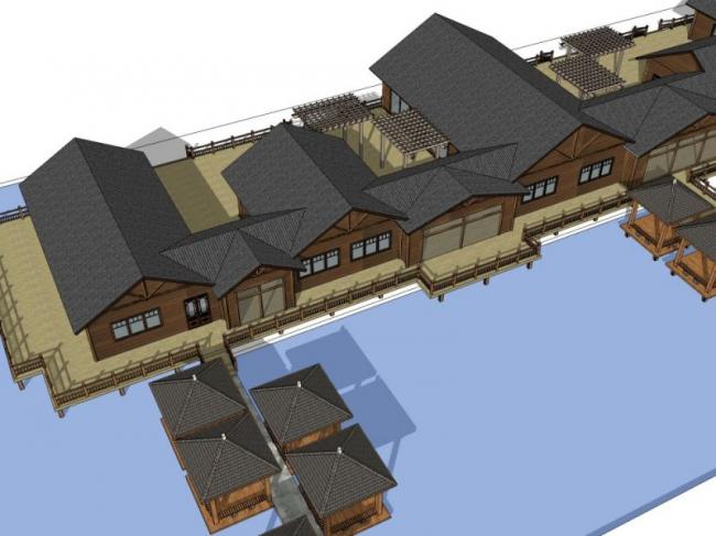 Sketchup酒店模型|多层度酒店，中式风格