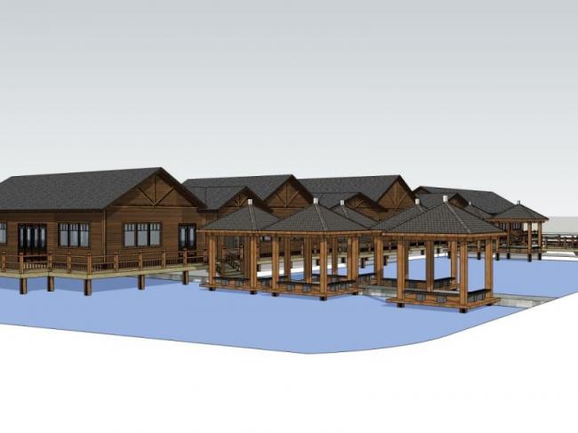 Sketchup酒店模型|多层度酒店，中式风格