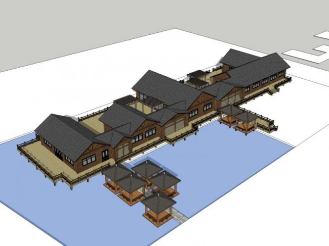 Sketchup酒店模型|多层度酒店，中式风格