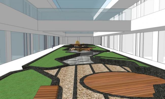 Sketchup景观模型|花园景观，中庭景观，现代风格