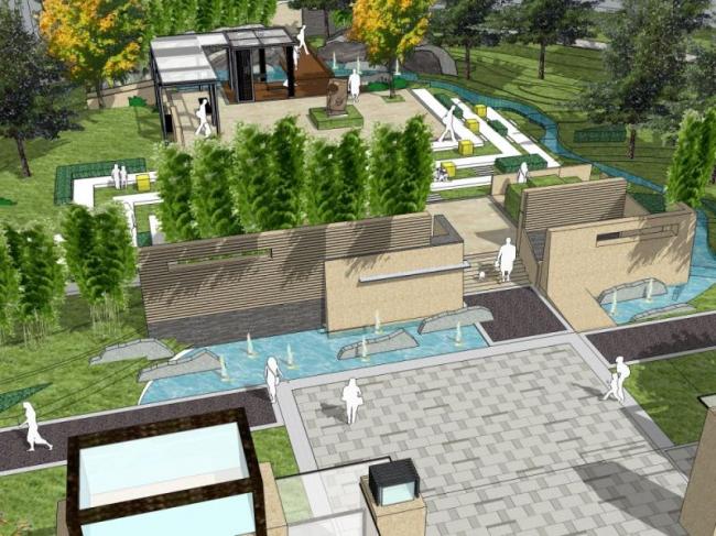Sketchup景观模型|住宅小区景观，现代风格