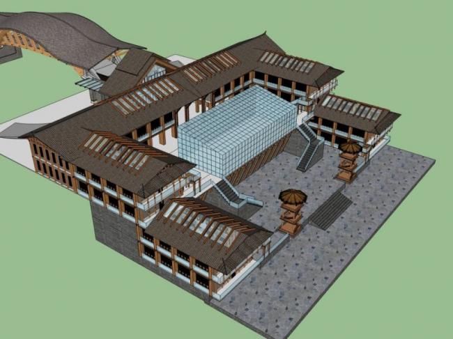 Sketchup商业模型|多层商业会所，中式风格