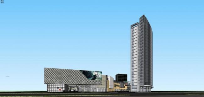 Sketchup商业模型|超高层办公楼，商业，商业综合体，现代风格