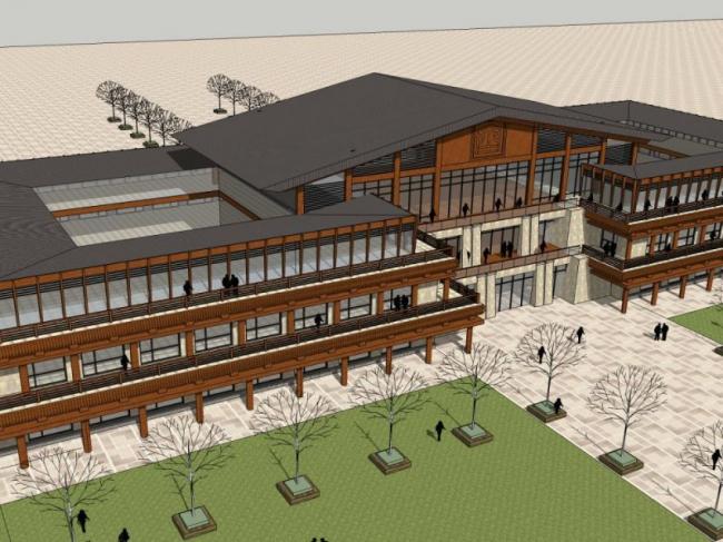 Sketchup酒店模型|多层酒店，中式风格