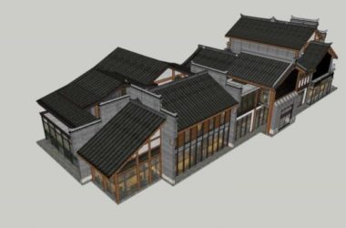 Sketchup商业模型|多层商业街，中式风格-BIM建筑网