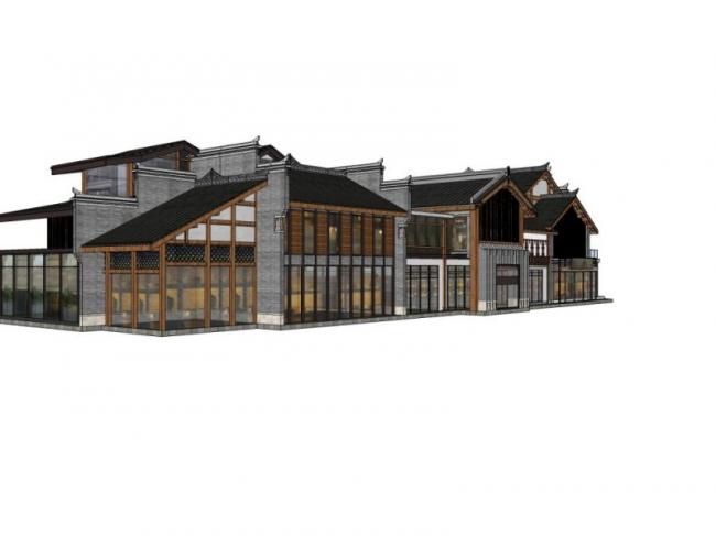 Sketchup商业模型|多层商业街，中式风格