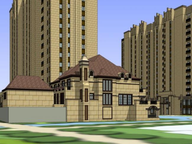 Sketchup医院模型|多层敬老院，养老院，医疗建筑，古典风格