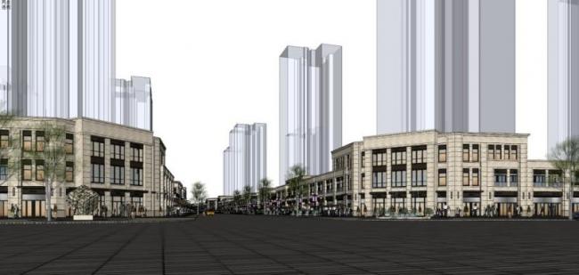 Sketchup商业模型|多层商业街，古典风格