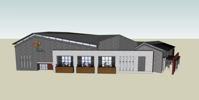 Sketchup文化模型|多层文化馆，文化建筑，中式风格