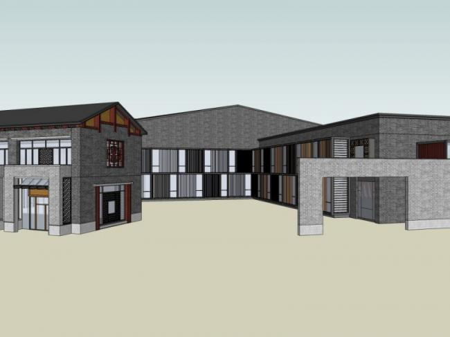 Sketchup文化模型|多层文化馆，文化建筑，中式风格