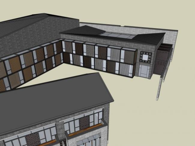 Sketchup文化模型|多层文化馆，文化建筑，中式风格