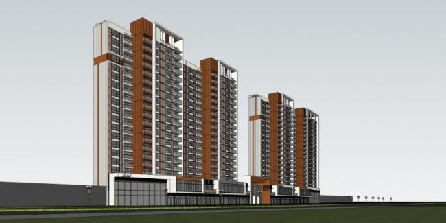 Sketchup住宅模型|高层住宅，现代风格