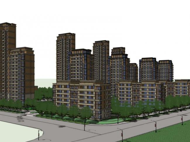 Sketchup住宅模型|高层住宅，现代风格