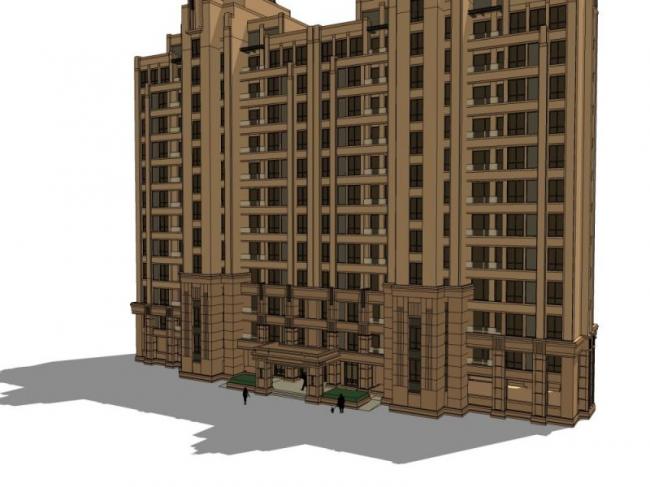 Sketchup住宅模型|高层住宅楼，古典风格