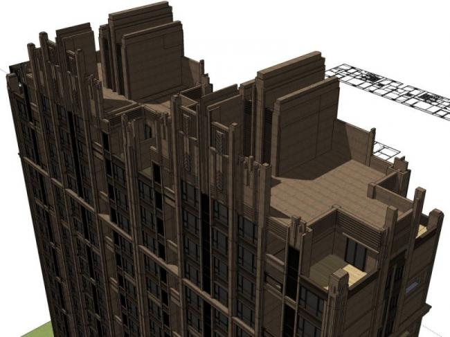 Sketchup住宅模型|超高层住宅楼，居住建筑，古典风格