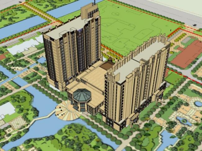 Sketchup住宅模型|高层住宅区，古典风格