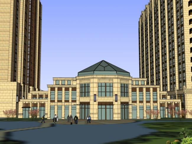 Sketchup住宅模型|高层住宅区，古典风格