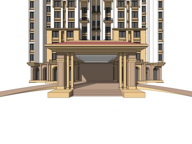 Sketchup住宅模型|高层住宅楼，古典风格