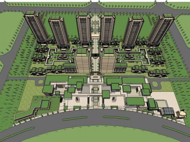 Sketchup住宅模型|高层住宅小区，古典风格