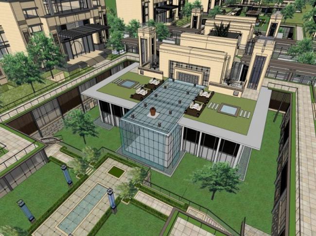 Sketchup住宅模型|高层住宅小区，古典风格