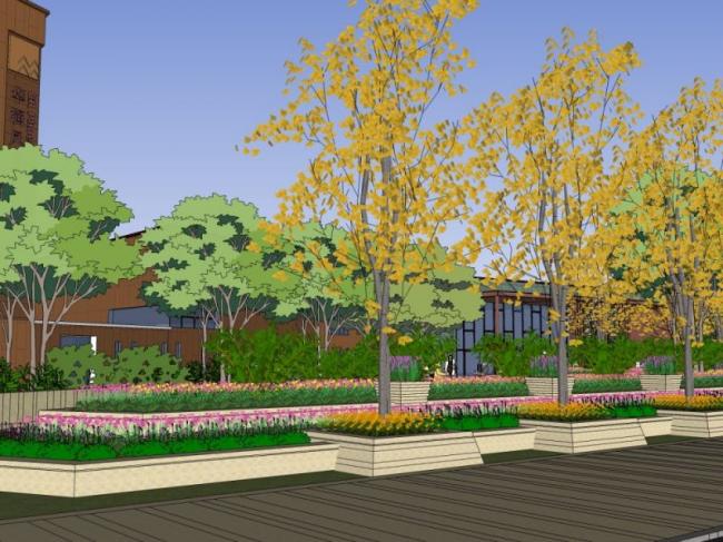 Sketchup景观模型|商业景观，现代风格