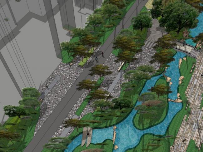 Sketchup景观模型|住宅小区景观，现代风格