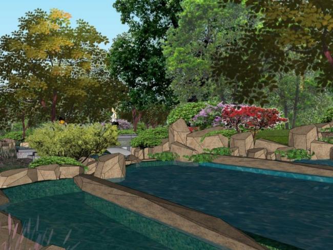 Sketchup景观模型|住宅小区景观，现代风格