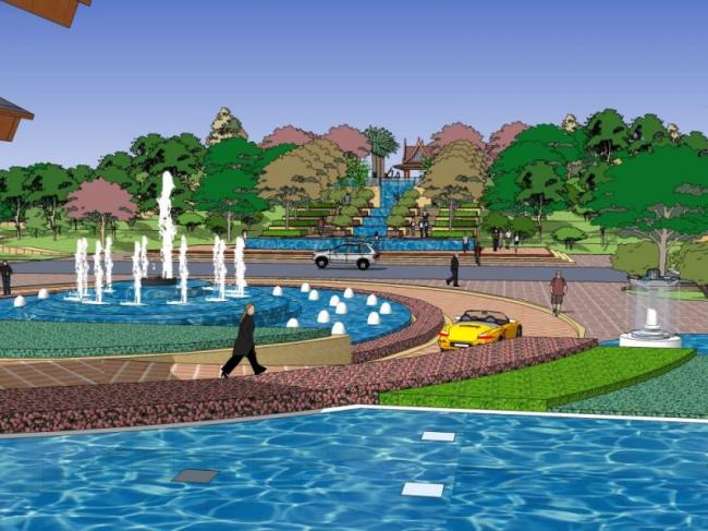 Sketchup景观模型|酒店景观，滨水景观，古典风格