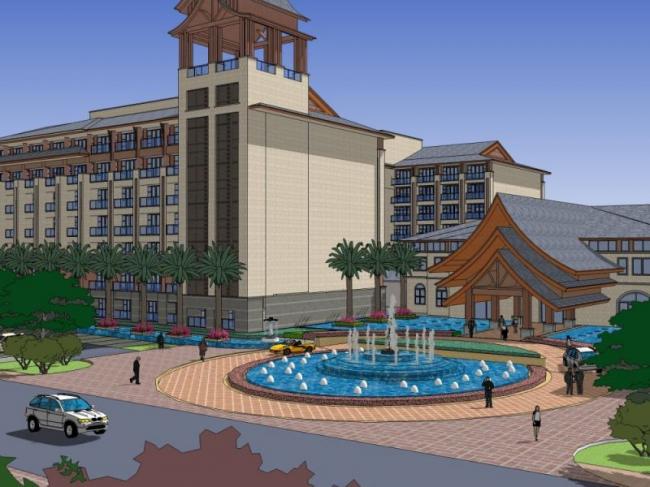 Sketchup景观模型|酒店景观，滨水景观，古典风格