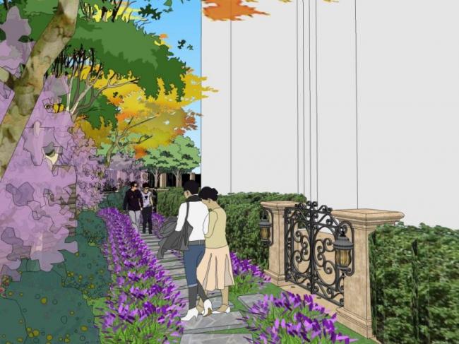 Sketchup景观模型|小区入口景观，古典风格