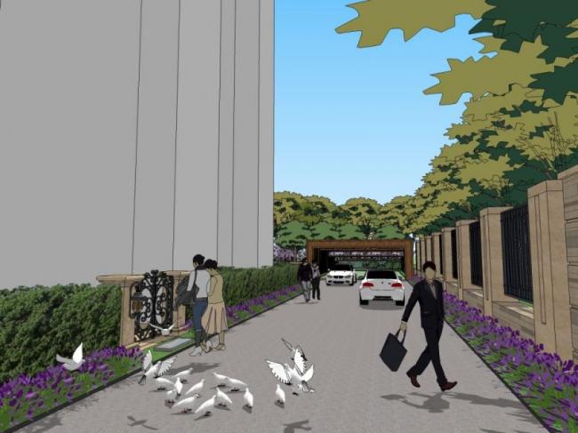 Sketchup景观模型|小区入口景观，古典风格