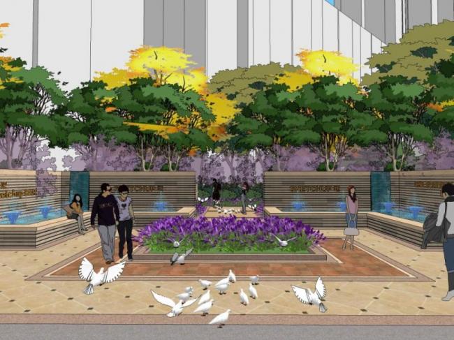 Sketchup景观模型|小区入口景观，古典风格