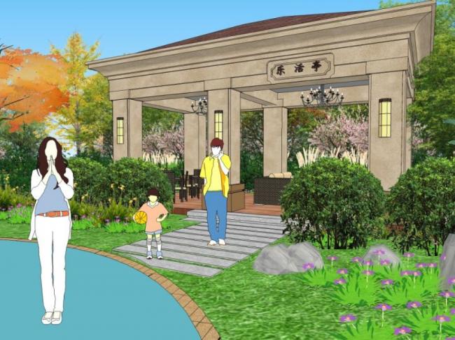 Sketchup景观模型|小区景观，住宅景观，古典风格