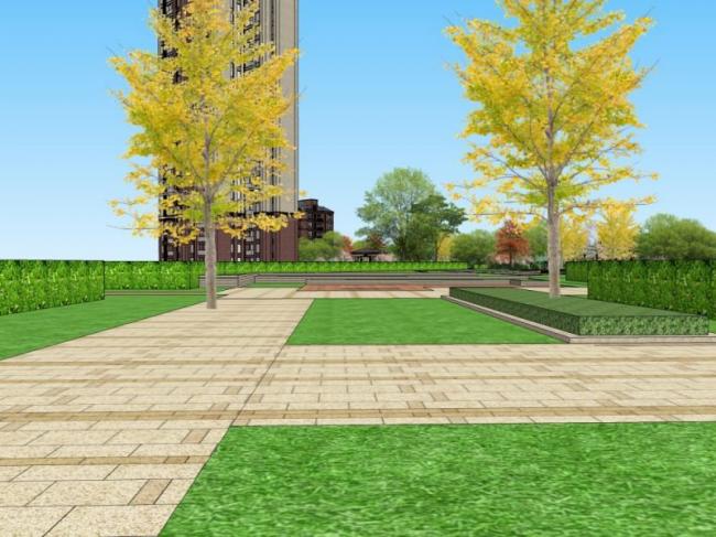 Sketchup景观模型|小区景观，住宅景观，古典风格