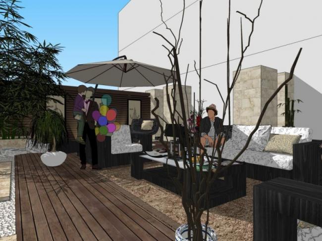 Sketchup景观模型|屋顶花园景观，现代风格
