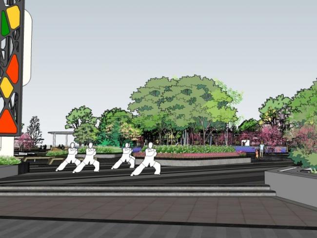 Sketchup景观模型|休闲公园景观，现代风格，休闲景观