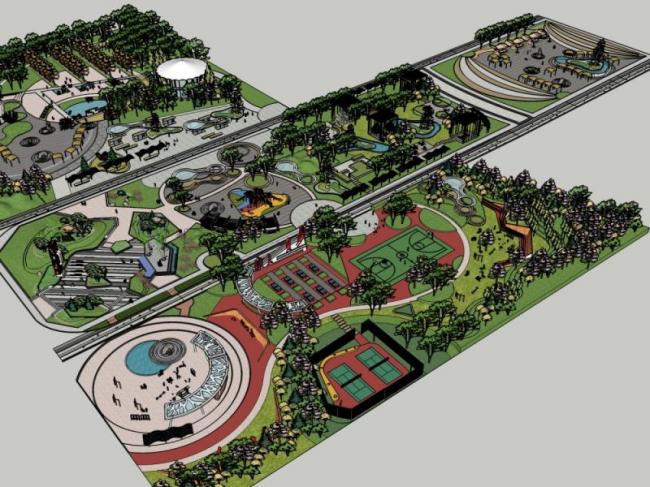 Sketchup景观模型|休闲公园景观，现代风格，休闲景观
