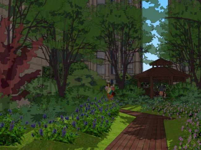 Sketchup景观模型|高层住宅小区景观，古典风格