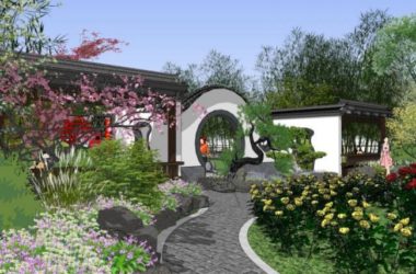 Sketchup景观模型|公园景观，中式风格，中式公园-BIM建筑网