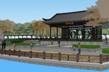 Sketchup景观模型|公园景观，中式风格，中式公园景观-BIM建筑网