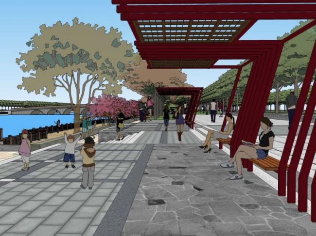 Sketchup景观模型|公园景观，中式风格，中式公园景观