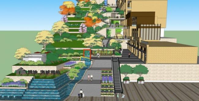 Sketchup景观模型|长廊景观，现代风格